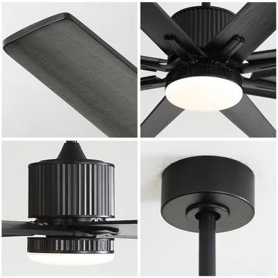 Smart Ceiling Fan With Lights And Remote APP Control Alexa Indoor Outdoor Low Profile Black Ceiling Fan With 3 Downrod For Living Room Farmhouse Patio - Image 8
