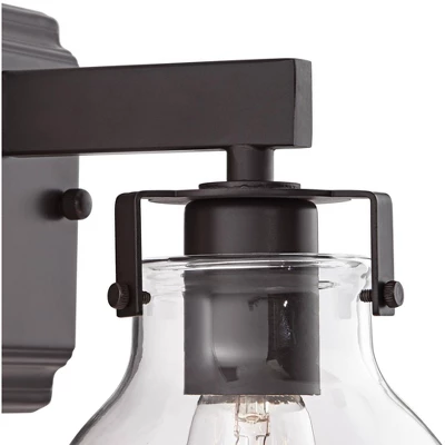 Possini Euro Design Bellis Industrial Modern Wall Light Sconce Bronze Hardwire 6" Fixture Clear Glass Shade For Bedroom Bedside Bathroom Vanity Home - Image 2