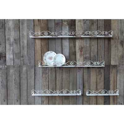 Storied Home Farmhouse Decorative Iron Ledges, Distressed Cream, Set Of 4 Sizes - Image 2