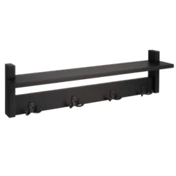 Coat Rack With Shelf Wall Mount Shelf With 4 Hooks For Entryway, Hallway