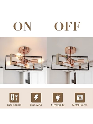 Nextop 15 Inch 4-Light Rose Gold Semi Flush Mount Ceiling Light - Image 2