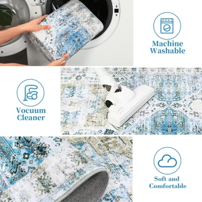 Vintage Rug Washable Rug Indoor Soft Faux Wool Living Room Rug - Image 7