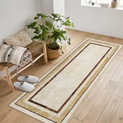 Coolmee Modern Bordered Washable Area Rugs For Living Room Non Slip Bedroom Rug Non-Shedding Floor Carpet Accent Rug For Dining Room