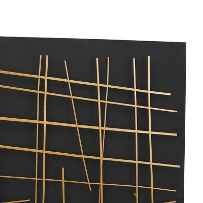Metal Geometric Overlapping Lines Wall Decor With Black Backing Gold - CosmoLiving By Cosmopolitan