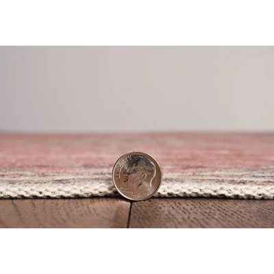 2'x8' Washable Blanton Rug Pink/Ivory - Linon: Rubber Backed, Stain-Resistant, Low Pile, Traditional Medallion Design - Image 4