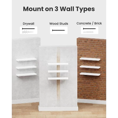 Attop Wall Shelves For Bathroom/Living Room/Bedroom/Kitchen Decor, White Shelves With Invisible Brackets Set Of 3 - Image 6