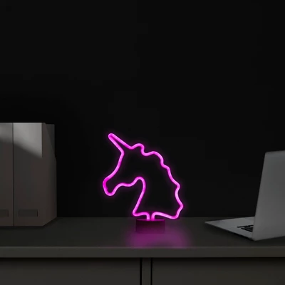 Northlight 11" Battery Operated Neon Style LED Unicorn Table Light - Pink - Image 2