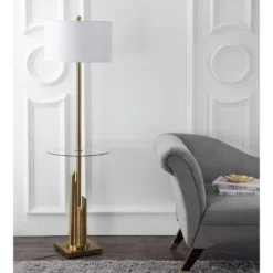 Ambrosio Floor Lamp Side Table - FLL4009 - Brass - Safavieh