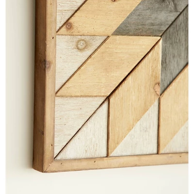 30" X 30" Wood Geometric Handmade Southwestern Wall Decor Brown - Olivia & May - Image 5