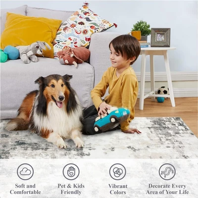 9x12 Area Rugs For Living Room Bedroom Non Slip Machine Washable Soft Modern Abstract Rugs Stain Resistant & Low Pile Large Rug - Image 5