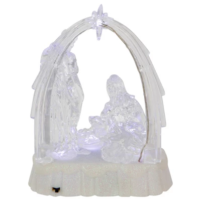 Northlight LED Lighted Musical Icy Crystal Nativity Scene Christmas Decoration - 7" - Image 5