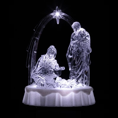 Northlight LED Lighted Musical Icy Crystal Nativity Scene Christmas Decoration - 7" - Image 2