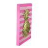 Raz Imports 18" Bubblegum Pink, Rose And Metallic Gold Pineapple Wood Wall Art