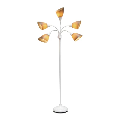 67" Contemporary Multi 5-Head Adjustable Gooseneck Floor Lamp With Shades Gray - Simple Designs