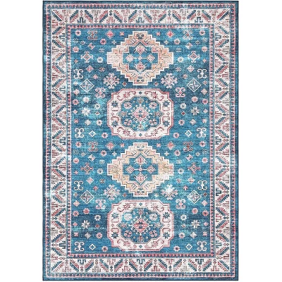 Vintage Area Rug Small Entryway Rug Indoor Non-Slip Doormat Washable Stain Resistant Floor Carpet Boho Accent Rug - Image 2
