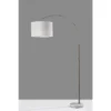 Adesso Rigley Arc Lamp Steel: Modern Polyester Shade, ETL Listed, Metal Body, 71" Height