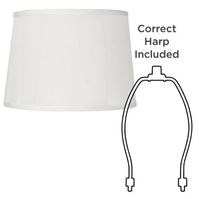 Springcrest Set Of 2 Drum Lamp Shades Off-White Medium 12" Top X 14" Bottom X 10" Slant Spider Replacement Harp And Finial Fitting - Image 5