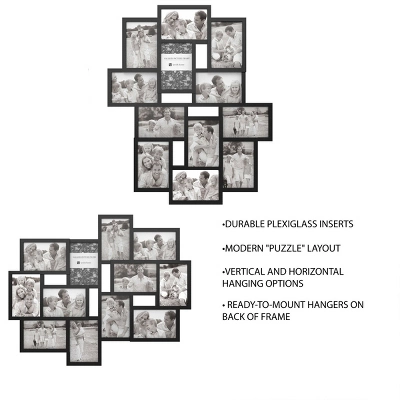 12-Photo Picture Frame Collage - Multi-Picture Wall-Mounted Display Gallery With 12 Openings For 4x6-Inch Photos Or Pictures By Lavish Home (Black) - Image 3