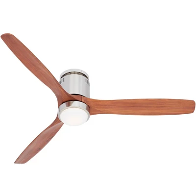 52" Casa Vieja Modern Hugger Indoor Ceiling Fan With Light LED Remote Control Brushed Nickel Carved Wood For Living Room Kitchen Bedroom - Image 5
