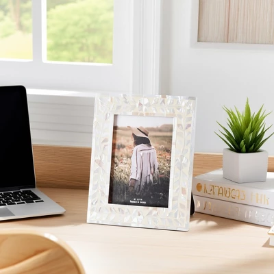 Mother Of Pearl Picture Frame - Handcrafted Coastal Design - Decorative Photo Frame For Home, Office, Bedroom, Living Room - 10" Ivory & Tan - Image 10