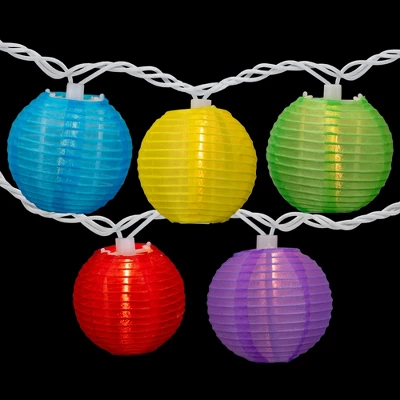 Northlight Round Lantern Indoor Outdoor Patio String Light Set - 7.25' White Wire - 10ct - Image 2