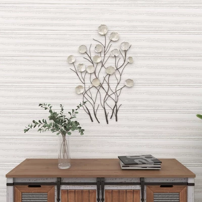 Metal Floral Wall Decor With Capiz Accents White - Olivia & May - Image 7