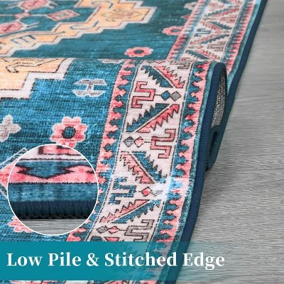 Vintage Area Rug Small Entryway Rug Indoor Non-Slip Doormat Washable Stain Resistant Floor Carpet Boho Accent Rug - Image 3