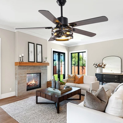 Bella Depot 52" Indutial Large Ceiling Fan With Light And Remote 6-speed For Dining Room - Image 2