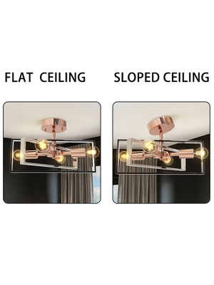 Nextop 15 Inch 4-Light Rose Gold Semi Flush Mount Ceiling Light - Image 3