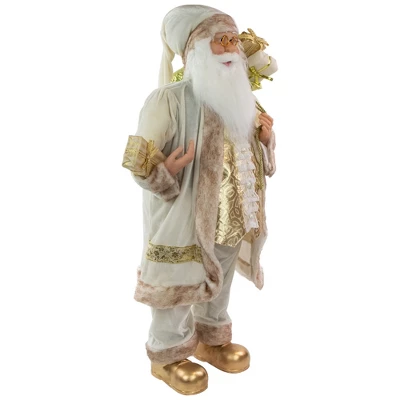 Northlight 36" Winter White And Ivory Santa Claus With Gift Bag Christmas Figure - Image 3