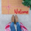 Shiraleah "Welcome" Candy Cane Holiday Doormat