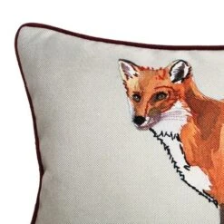14"x26" Oversized Watercolor Fox Printed With Ribbon Embroidery Lumbar Throw Pillow - Edie@Home