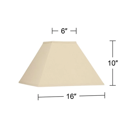 Springcrest Set Of 2 Square Lamp Shades Neutral Beige Medium 6" Top X 16" Bottom X 10" High Spider Replacement Harp Finial Fitting - Image 7