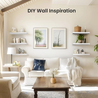 Attop Wall Shelves For Bathroom/Living Room/Bedroom/Kitchen Decor, White Shelves With Invisible Brackets Set Of 3 - Image 4