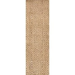 Hira Hand Woven Diamond Chunky Jute Area Rug - JONATHAN Y