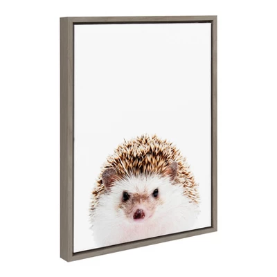 18" X 24" Sylvie Hedgehog Framed Canvas Wall Art By Amy Peterson Gray - Kate And Laurel