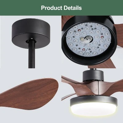 Duclsaty 24" Small Ceiling Fan With Light Remote Control ,brown Ceiling Fan, 6-Speeds Quiet Reversible DC Motor For Bedroom,Kitchen - Image 4