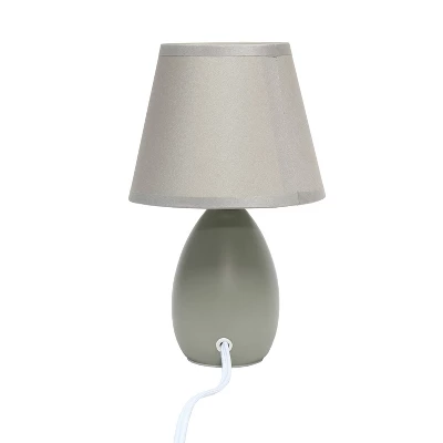 9.45" 2pk Petite Ceramic Oblong Bedside Table Desk Lamps With Matching Tapered Drum Shade Gray - Creekwood Home - Image 3