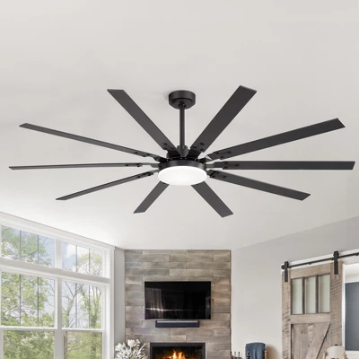 Airsurfer 72" Ceiling Fan With LED Light And Remote Black Ceiling Fan With Memory Function 10 Plywood Blades 6 Speed Reversible Quiet DC Motor - Image 11
