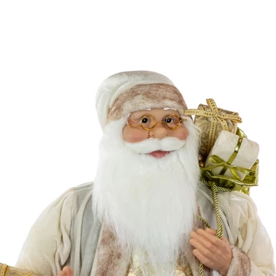 Northlight 36" Winter White And Ivory Santa Claus With Gift Bag Christmas Figure - Image 4