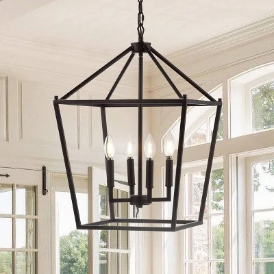 16" Metal Pagoda Lantern Pendant (Includes LED Light Bulb) - JONATHAN Y - Image 7