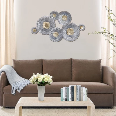 LuxenHome Silver And Gold Flowers Metal Wall Decor - Image 4