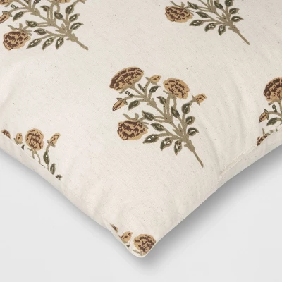 Block Print Floral Square Throw Pillow - Threshold™ - Image 3