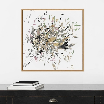 22" X 22" Dabbing Bouquet By Asia Jensen Framed Canvas Wall Art Light Brown - Amanti Art - Image 5