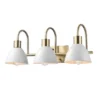 Globe Electric 24" 3-Light Matte Brass Vanity Light: ETL Listed, Dimmable, Metal Shades, No Bulbs Included
