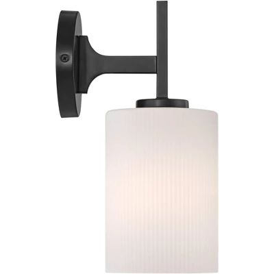Possini Euro Design Nanni 12" High Modern Wall Sconce Light Lamp Fixture Mount Set Of 2 Bathroom Bedroom Hardwired Matte Black Milk Glass Shade - Image 7