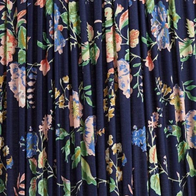 Springcrest Sally 13" Top X 15" Bottom X 12" High X 12" Slant Print Lamp Shade Replacement Medium Navy Blue Pleated Rose Floral Spider Harp Finial