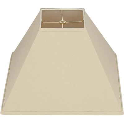 Springcrest Set Of 2 Square Lamp Shades Neutral Beige Medium 6" Top X 16" Bottom X 10" High Spider Replacement Harp Finial Fitting - Image 4