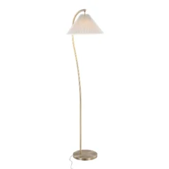 Cassis 65" Glam/Art Deco Floor Lamp In Gold Metal And White Pleated Shade By LumiSource