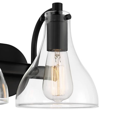 Possini Euro Design Sorren Modern Wall Light Matte Black Hardwire 28" 4-Light Fixture Clear Glass Shade For Bedroom Bathroom Vanity Reading Hallway - Image 2